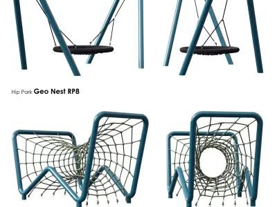 HipPark Set 2 playground net with frame 3D model