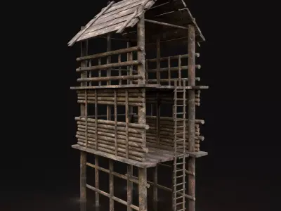 Next Gen AAA Forest Wooden Watchtower Free low-poly 3D model