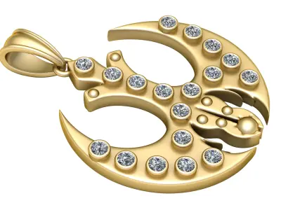 Crescent t Trident  PENDANT  3D print model