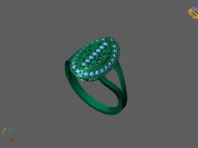 STL 3DM Women Ring Womens Ring Diamonds With Stone Model DP1404 3D print model