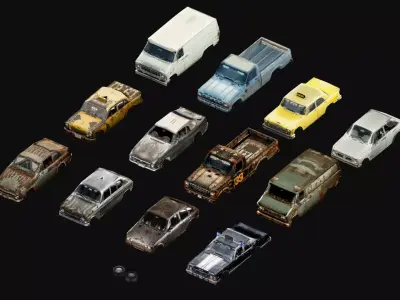 PS1 - PSX Retro Car PACK Low-poly 3D model