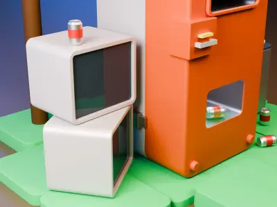 Modern Vending Machine 3D Scene Free low-poly 3D model