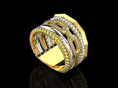 Ring with diamonds N124 3D print model