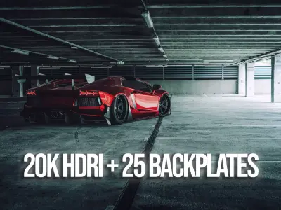 Concrete Parking Lot HDRI and backplates 3D model