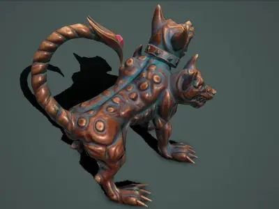 Statue cerberus Low-poly 3D model