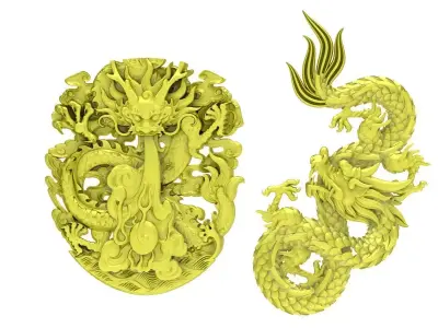 Luxury Chinese Dragon Pendant Jewelry 3D Model  4037 3D print model