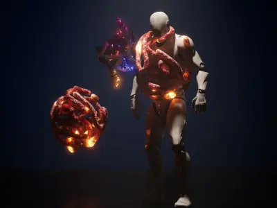 GutBall glowing ball of fire Low-poly 3D model