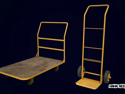 Baggage Cart and Sack Truck Low-poly 3D model