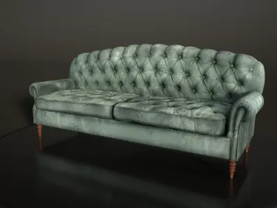 Vintage Velvet Sofa - High-Quality PBR  Low-poly 3D model