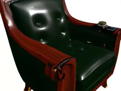Vintage Green Leather Club Chair Low-poly 3D model