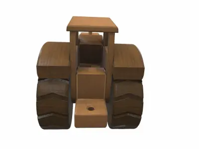 Wooden tractor toy 2 Free 3D model