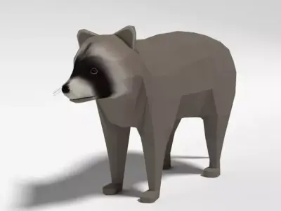 Low Poly Cartoon Raccoon  Low-poly 3D model