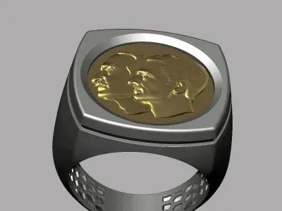 Reza and Mohammad Reza pahlavi Ring 3D Model 3D print model
