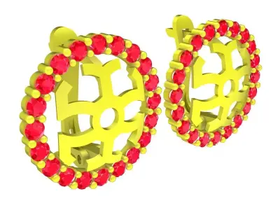 Luxury Cross Motif Halo Lever Back Earrings 3D Model 5985 3D print model