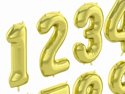 Balloon Numbers Gold Color 3D model