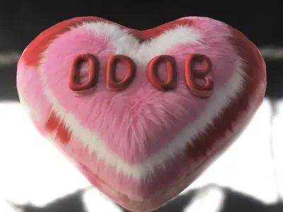 Fluffy Heart Plush Low-poly 3D model