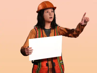 Realistic Female Laborer 3D Model for Construction Projects Low-poly 3D model