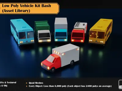 Low Poly Vehicle Asset Library Kitbash Low-poly 3D model
