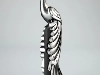 peacock silver statue 3D model
