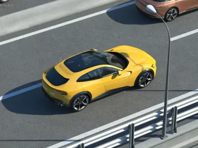 Extreme Crossover Sports Car Yellow Rigged 3D model