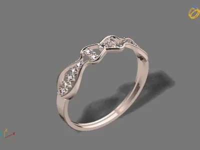 Womens Diamond Signet Ring Women Rings 3dmodels 3D print model 3D print model 27
