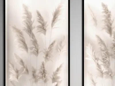 Vertical garden Of Dry Palm Leaves And Pampas Grass 3D model