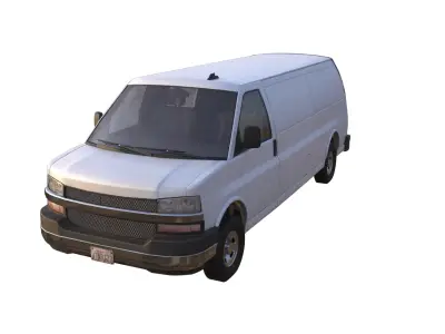 PBR Classic Van White Game ready Low-Poly Low-poly 3D model