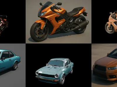 Sport Car bundle 11 pack 100 glb 3D model