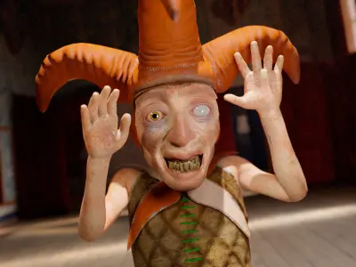 The Ugly Buffoon game character for Horror games Low-poly 3D model