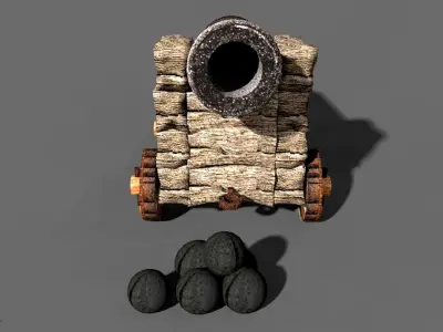 ancient old cannon printable 3D model
