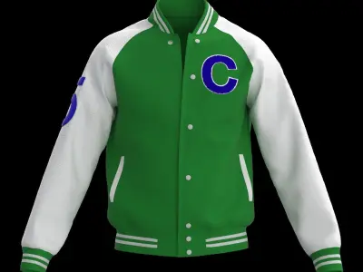 Male raglan varsity jacket 3D model