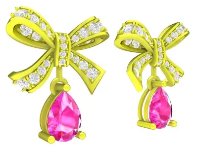 A7817 Luxury Diamond Bow Earrings 3D print model