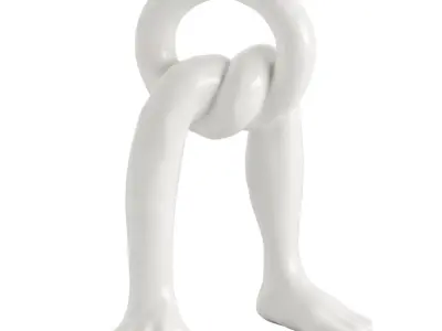 Black and white abstract sculpture of hands and feet 3D model