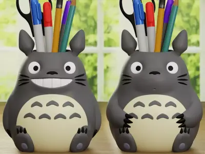 Totoro Chibi Planter Pen Holder Ghibli Fanart No Supports 3D print model