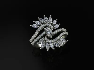 marquis ruby and diamond ring 3D print model