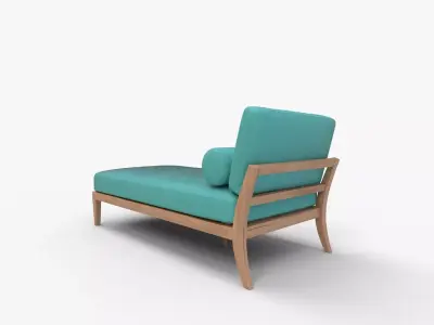 Fabric Chaise Lounges Single Sofa Chair Rolled Accent Pillow 3D model