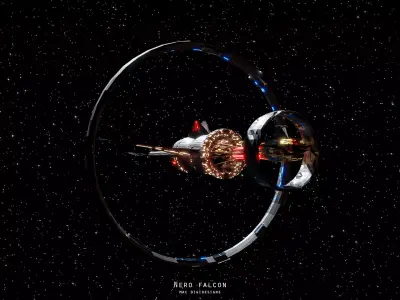 Nero Falcon SpaceShip Low-poly 3D model