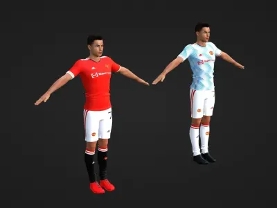 Cristiano Ronaldo - Manchester United - Two Models Low-poly 3D model