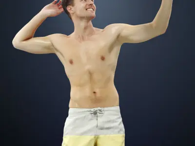 3d people crowd and foreground Virtue beach volleyball sport man 3D Model Pack