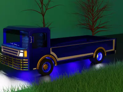 Lorry car in air Low-poly 3D model