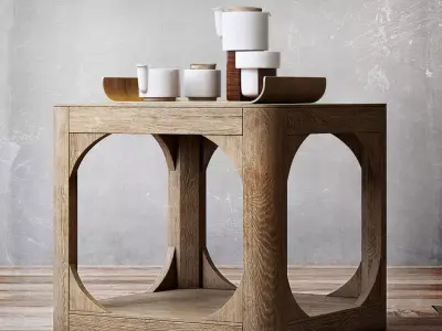 RH Martens square side table 20sq 3D model