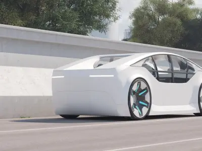 Self-driving car concept 3D with interior white 3D model