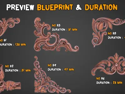 30 Pieces Professional Ornaments Modeling in Blender   Tutorials Low-poly 3D model