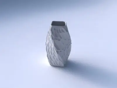 Vase twisted quadratic with crystal dents 3D print model