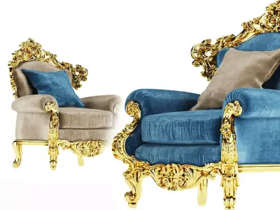 Armchair luxury with gold and accents 3D model