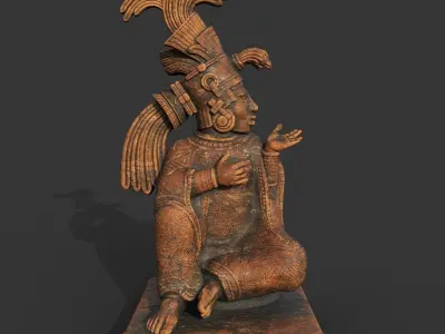 Low poly Mayan Inca Aztec Statue 220511 Low-poly 3D model
