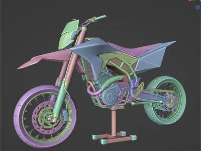 Supermoto dirt bike Low-poly 3D model