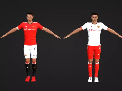 Cristiano Ronaldo - Manchester United - Two Models Low-poly 3D model