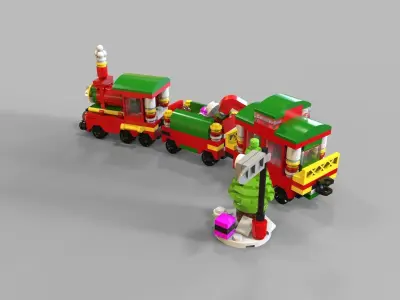 Lego Christmas Train Low-poly 3D model