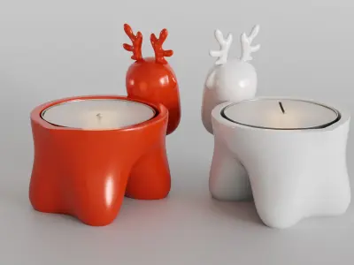 Charming Reindeer Tea Light Holder Set 3D print model